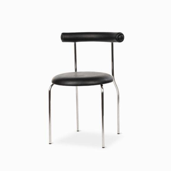 Обеденный стул Lara черная экокожа, металлический каркас
