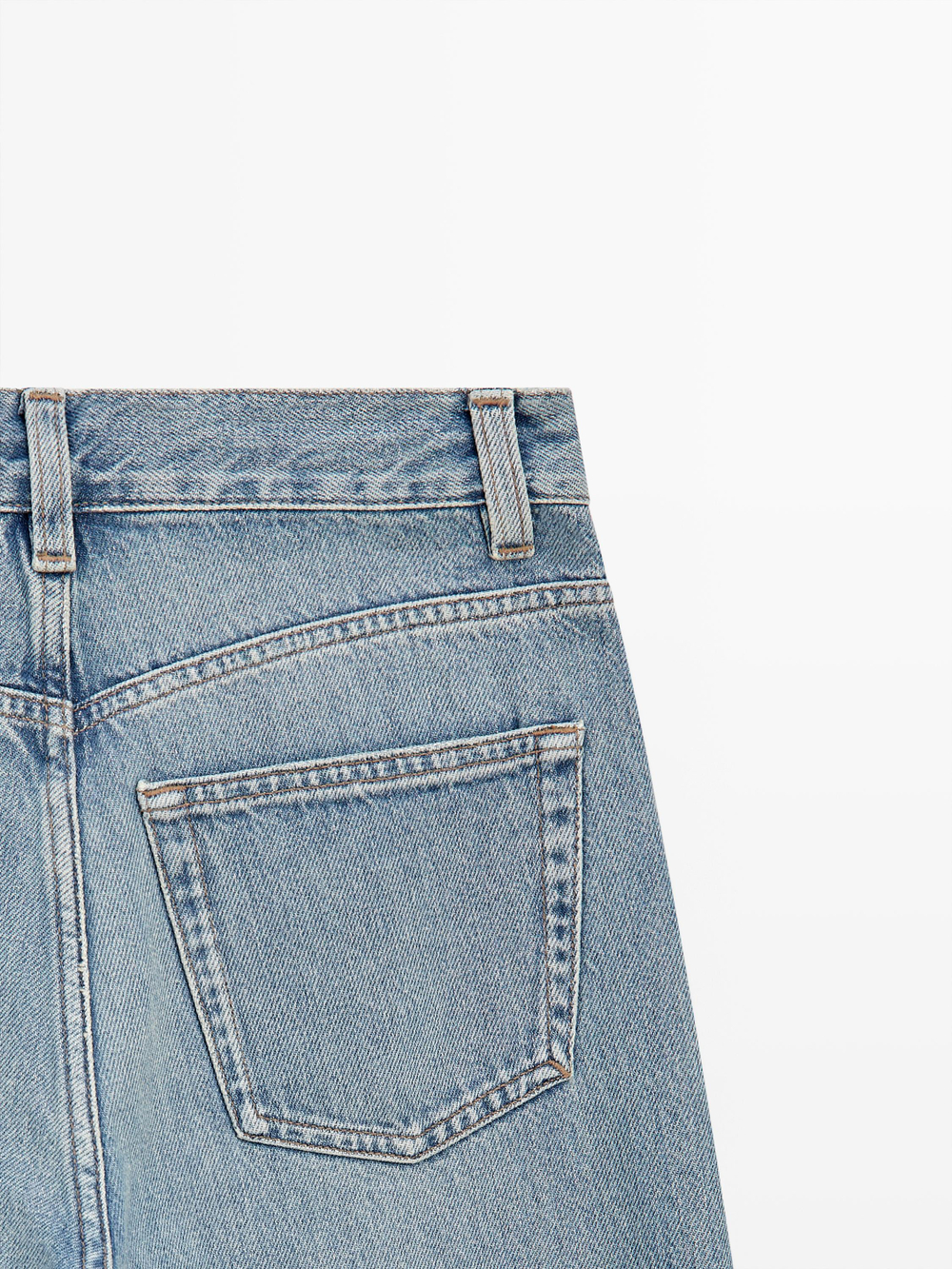 Massimo Dutti Джинсы с высокой талией и широкими штанинами, светло-голубой