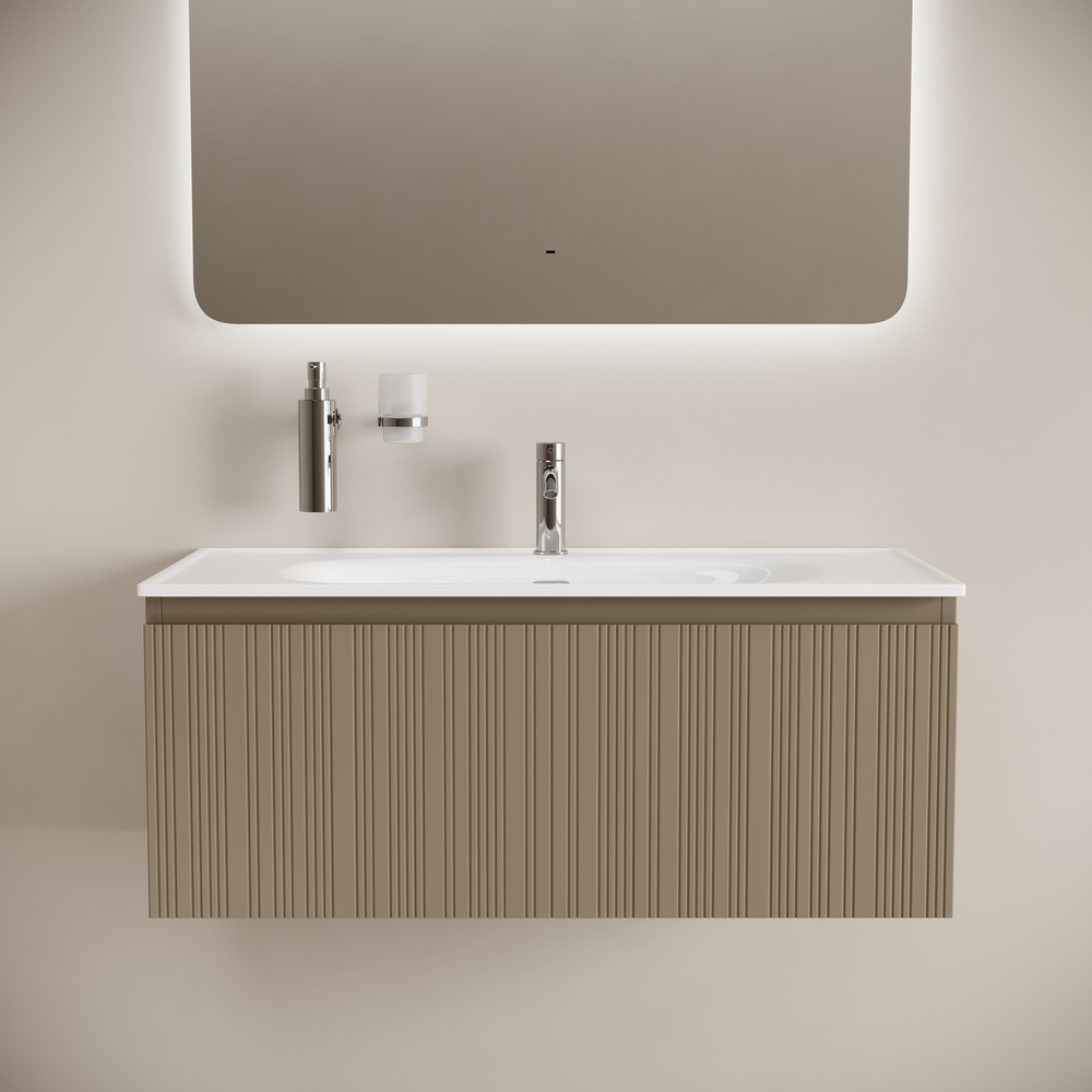 Тумба подвесная SANCOS Code 990х453х400, c одним  ящиком оснащенным доводчиками, цвет серо- бежевый , арт. CD100GB