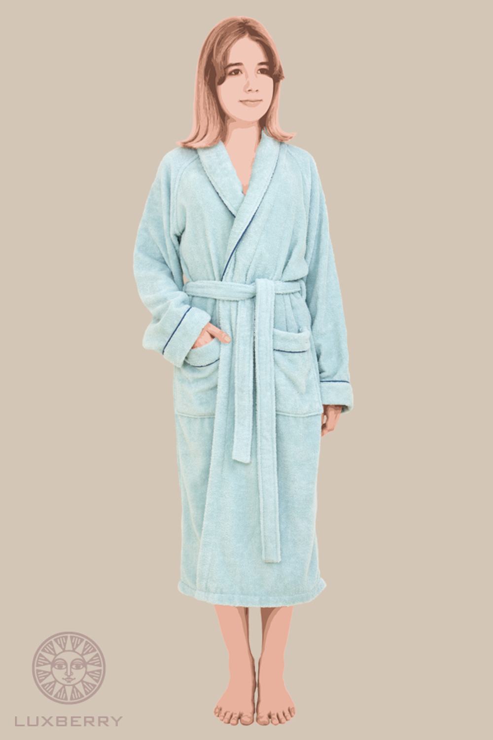 Элитный халат махровый Basic бирюзовый от Luxberry Португалия
