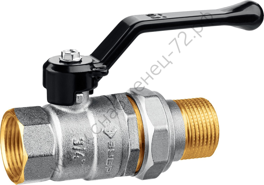 ЗУБР d 3/4″, ручка-рычаг, ″мама-папа″, Полнопроходной шаровой кран с накидной гайкой (51320-3/4)
