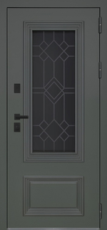 Стальная дверь "Цаворит" с окном и лазерной резкой (терморазрыв 3к). Заказная модель.
