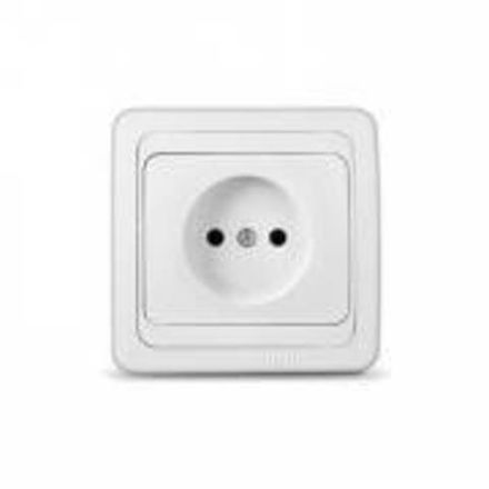 Розетка одноместная "UNIVersal" серия "Валери" б/з, с/у, 16А, 220В, белая (еврослот)