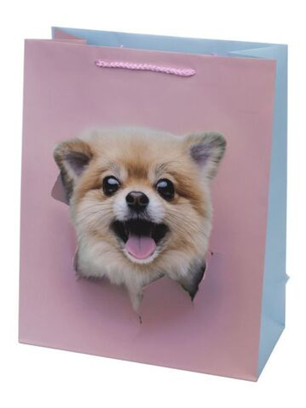 Пакет подарочный, Милый щенок, Розовый, 32*26*13 см, 1 шт.