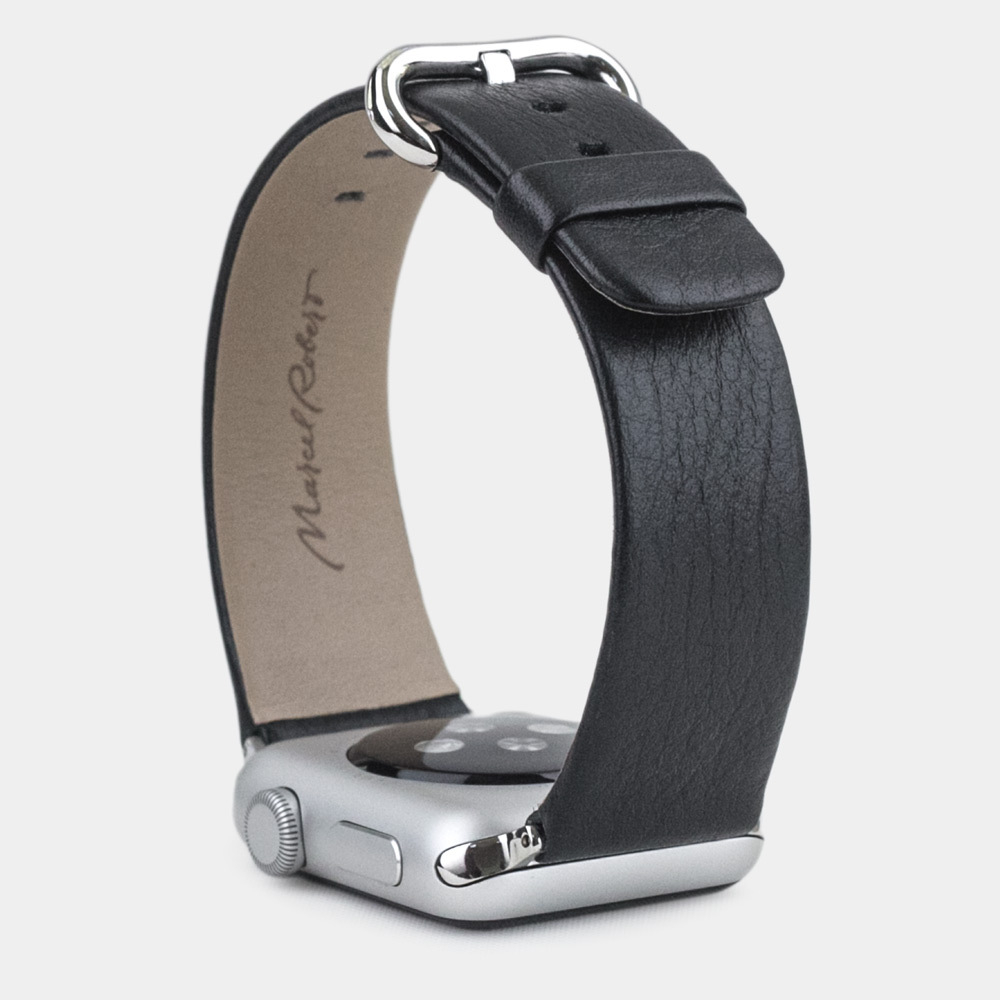 Ремешок для Apple Watch 44/45/46 mm из кожи теленка, черного цвета