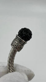 Браслет кафф с чёрными кристаллами