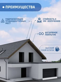 Жидкая резина Hydronix Plate - гидроизоляция для кровли, бетона и сооружений. Мастика гидроизоляционная для внешних и внутренних работ, жидкая резина для кровли универсальная