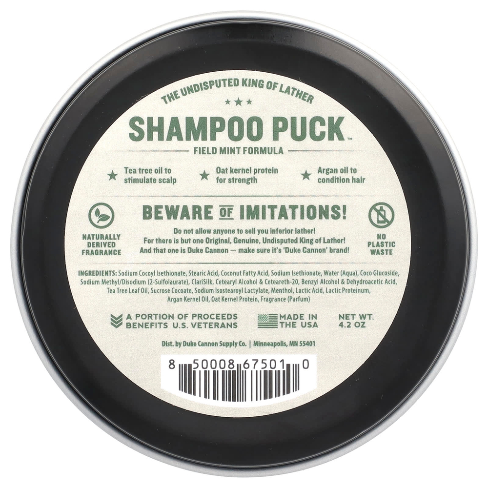 Duke Cannon Supply Co., Shampoo Puck ™, формула с полевой мятой, 4,2 унции