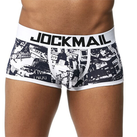 Мужские трусы хипсы черные с белой резинкой JOCKMAIL JM6039-2