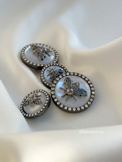 Пуговицы Гучч. Пчела черный графит