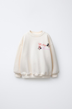 ZARA ТОЛСТОВКА С ВЫШИВКОЙ MINNIE MOUSE AND FRIENDS © DISNEY, БЕЛЫЙ
