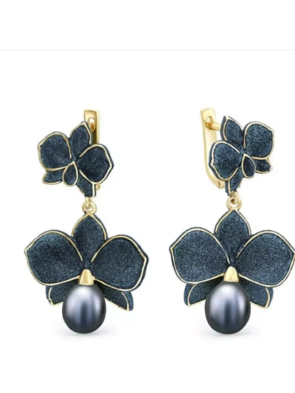 Ювелирные серьги серебро с жемчугом и эмалью