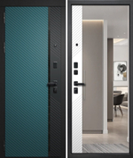 Входная дверь FlyDoors ДИЛАЙН ВЕРДЕ Velluto Verde+Черная шагрень - Velluto Bianco