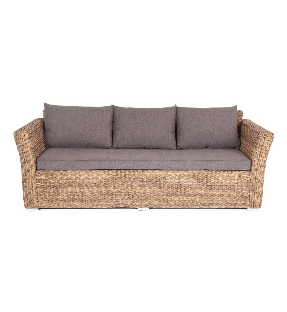 "Капучино" диван из искусственного ротанга (гиацинт) трехместный, цвет соломенный