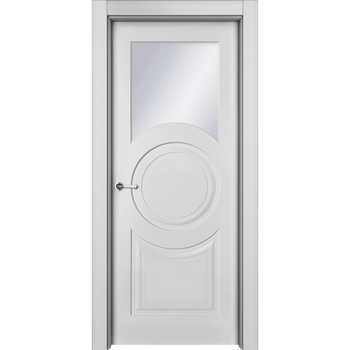 Межкомнатная дверь эмаль Ofram Метро белая остеклённая