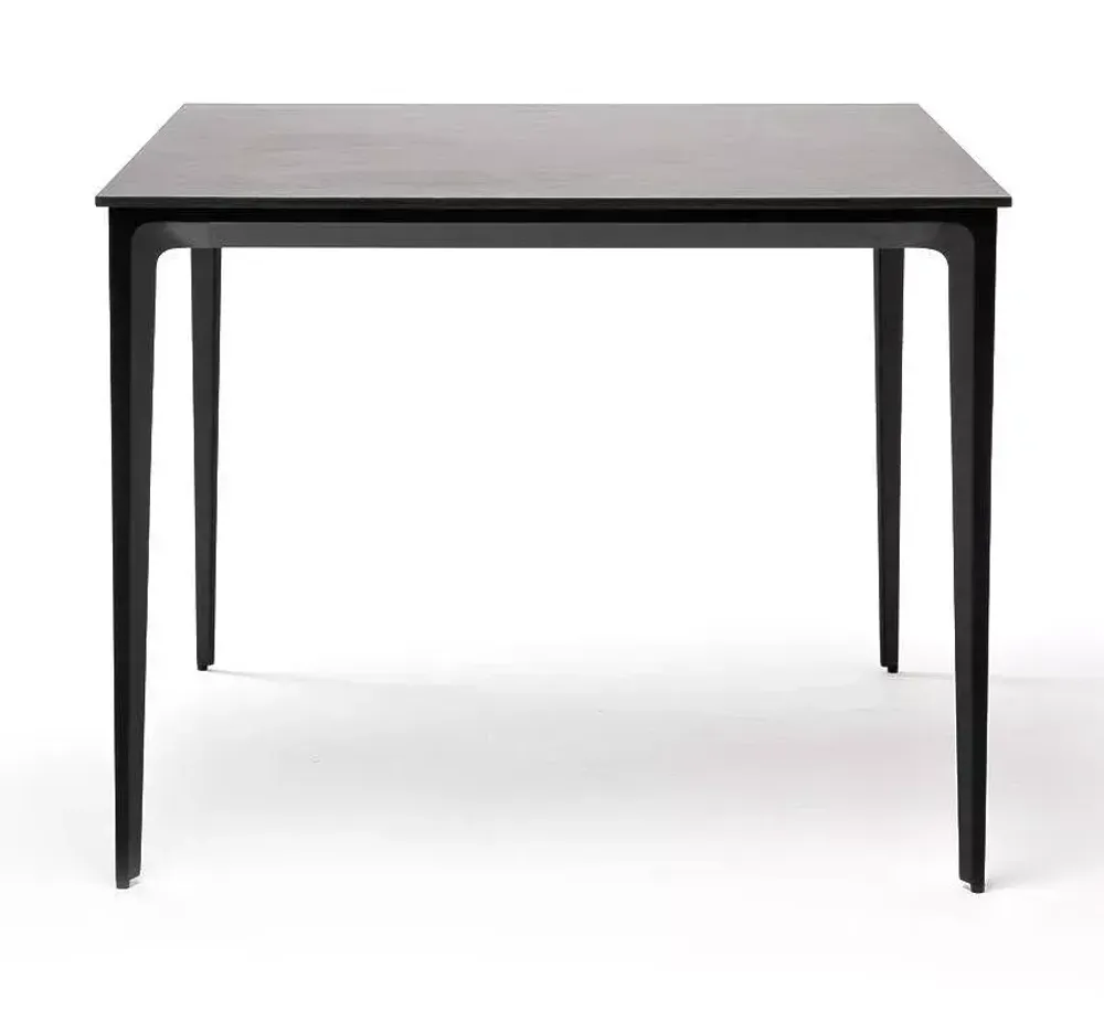 "Малага" обеденный стол из HPL 90х90см, цвет "серый гранит", каркас черный