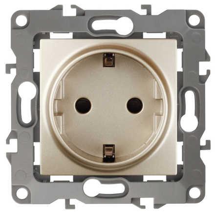 12-2102-04 ЭРА Розетка 2P+E Schuko со шторками, 16A-250В, IP20, Эра12, шампань