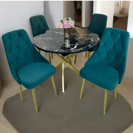 Обеденная группа NGVK Лакшери черный мрамор стулья Кресло Изумруд