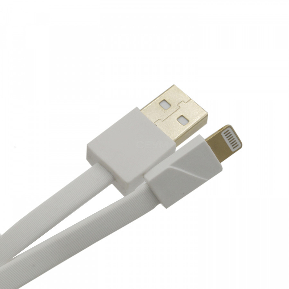 Кабель USB - Lightning (для iPhone) Remax RC-048i (3A, плоский) Белый