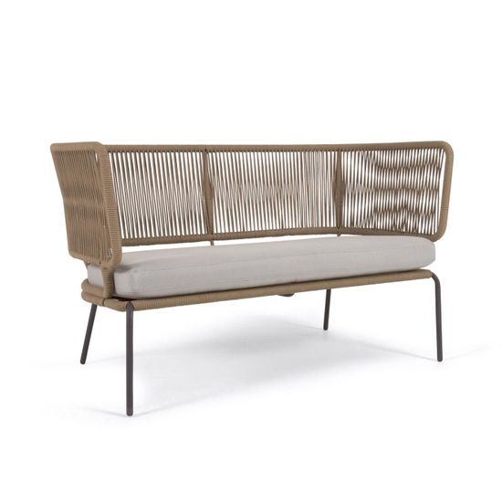 Двухместный диван Nadin из бежевого шнура с оцинкованной сталью La Forma Испания