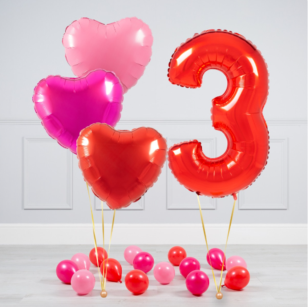 FM Шар 40" / 102 см "Цифра 3" Красный (БГ-60)  Изображение2