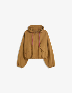 BERSHKA Куртка с капюшоном, цвет верблюжьей шерсти