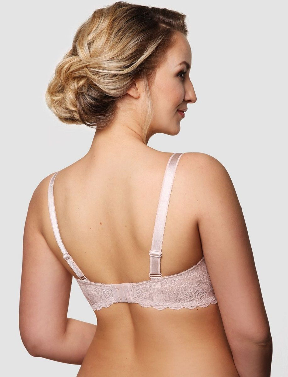 Кружевной пуш-ап бюстгальтер на каркасах с трехразрезной чашкой (Размер: 75F) (Цвет: пудровый)