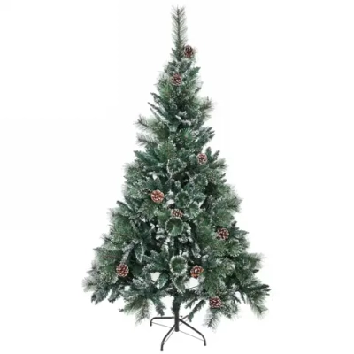 Ёлка «Кристальная» 180 см, Леска+ПВХ, шишки,белое напыление (700 веток)