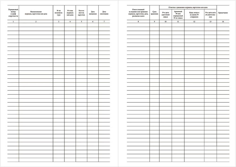 Журнал учета журналов, картотек и законченных производством дел 60 страниц мягкая обложка