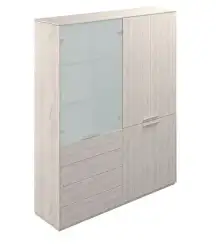 NZ-0301+NZ-0312.YN.YN / Шкаф высокий + Шкаф высокий со стеклом мат., 4 ящ., обвязка YN, фасады YN / 1624х450х1976, обвязка YN, фасады YN, стекло матовое GLM