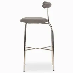 Барный стул Rider, серая ткань, ножки хром
