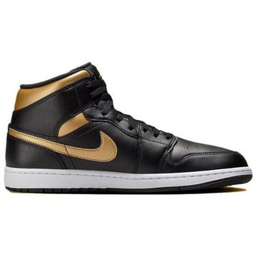 Jordan Air Jordan 1 Винтажные баскетбольные кроссовки MID Топ Черный/золотой Мужские