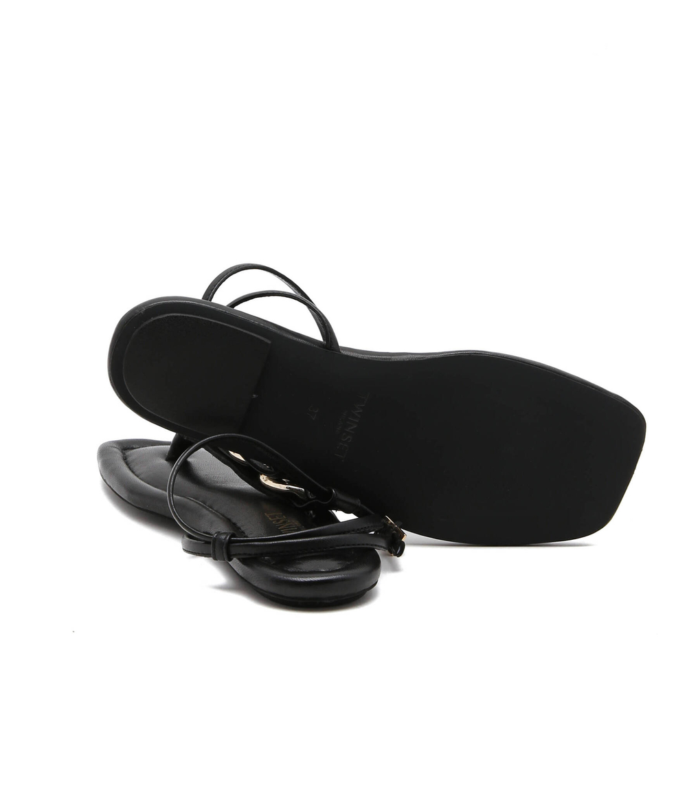Кожаные босоножки TWINSET - черный(221TCP022)