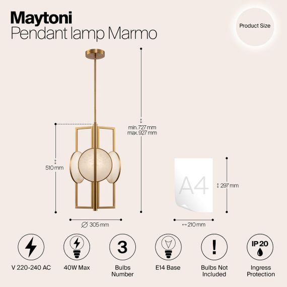 Подвесная люстра Maytoni Marmo MOD099PL-03G