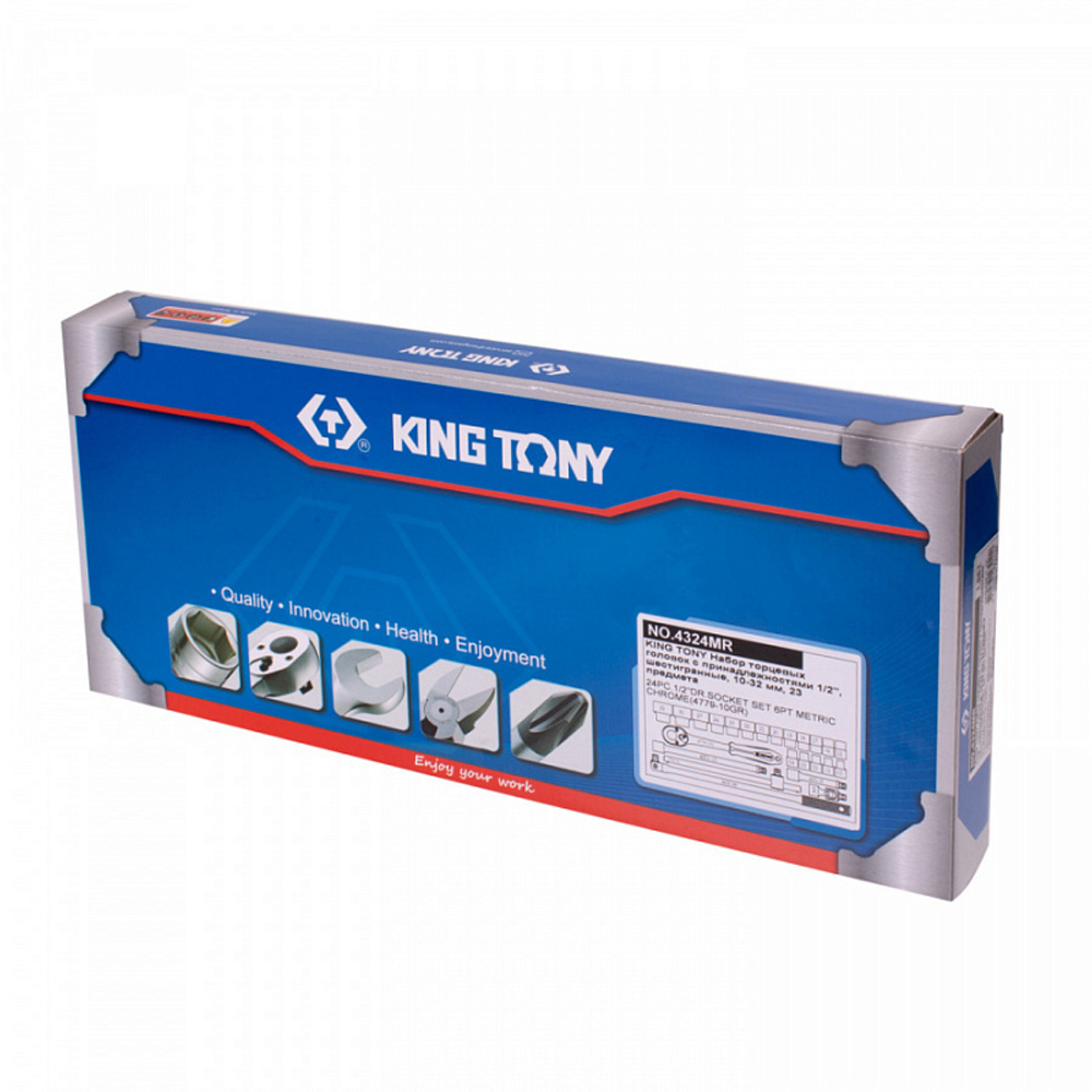KING TONY (4324MR) Набор торцевых головок с принадлежностями 1/2", 6-гранные, 10-32 мм, 24 предмета