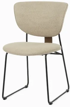 Обеденный стул Murten мягкая бежевая обивка, металлический черный каркас 