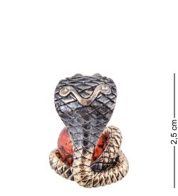 Народные промыслы AM-3949 Фигурка «Змея миниатюра» (латунь, янтарь)