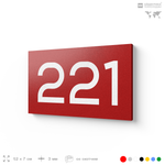 Номер на дверь 221, табличка на дверь для офиса, квартиры, кабинета, аудитории, склада, красная 120х70 мм, Айдентика Технолоджи