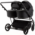 Детская коляска для двойни Adamex Leo Duo Deluxe 2 в 1 DUO-SA2 (ЧЕРНАЯ КОЖА)