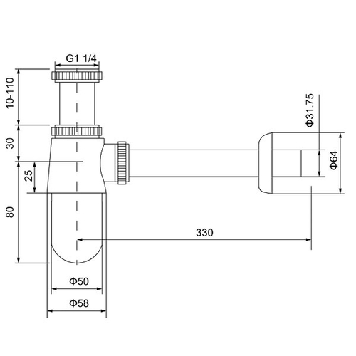 Сифон для раковины Timo 960/03L Черный