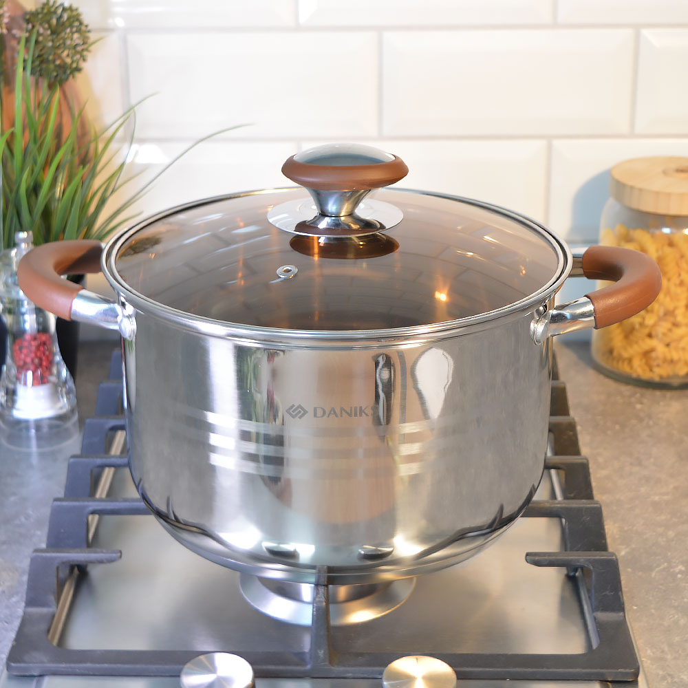 Кастрюля 5л нерж, индукция, "Daniks" Веллингтон GS-01415-22CA