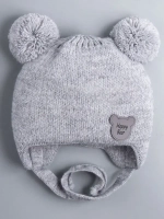 Шапка детская осенняя с завязками и помпонами