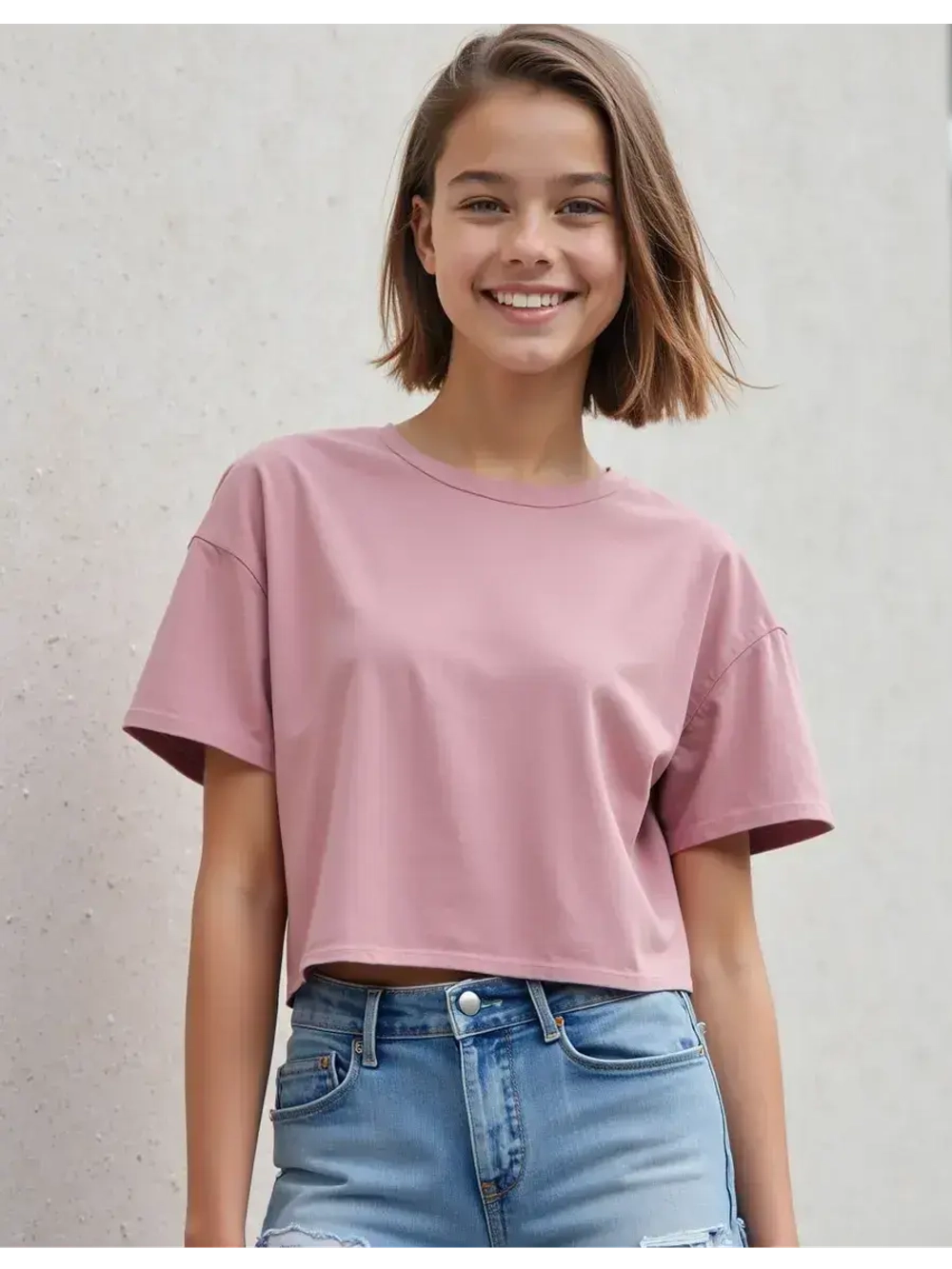 Футболка детская оверсайз укороченная базовая