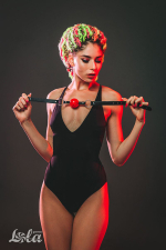 Красный кляп-шар 4,5см на черных ремнях Lola Games Party Hard Love Addict 1146-02lola