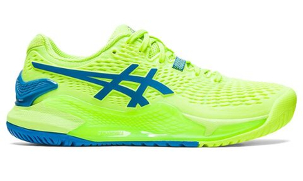 Женские Кроссовки теннисные Asics Gel-Resolution 9 - hazard green/reborn blue