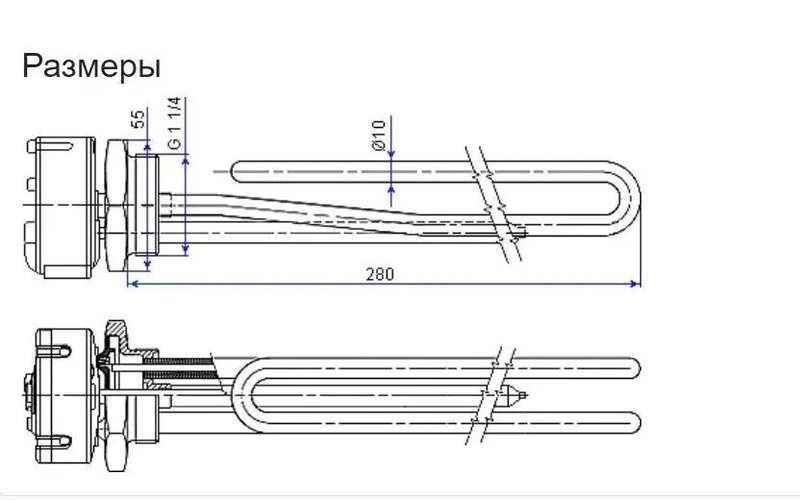 ТЭН электрический для водонагревателя Ariston 4,0 кВт 220В с терморегулятором