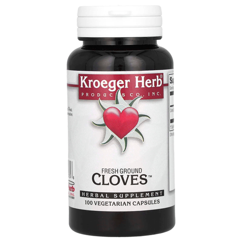 Kroeger Herb Co, Fresh Ground Cloves, гвоздика, 100 вегетарианских капсул (450 мг в 1 капсуле)