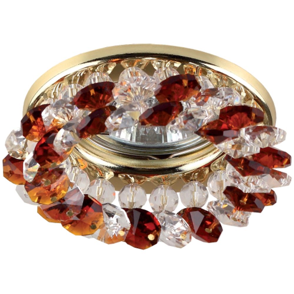 Светильник встраиваемый декоративный ЭРА DK16 GD/WH/T под лампу MR16 GU5.3 декор с хрусталиками янтарь/золото | Декоративные встраиваемые светильники