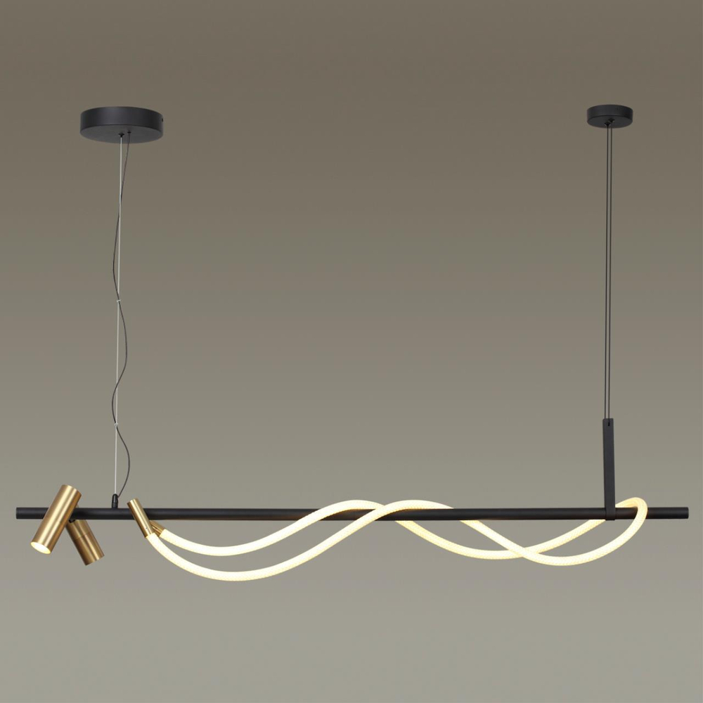 4397/30L HIGHTECH ODL23 263 черный/античная бронза/металл/канат Подвесной св-к с раздельн. вкл IP20 LED 30W 1200Лм 3000K CORDA