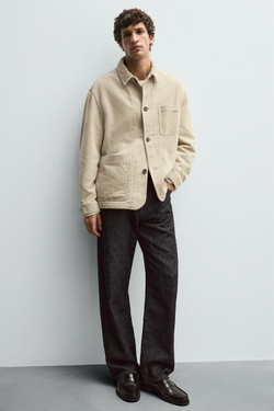 ZARA ВЕЛЬВЕТОВАЯ КУРТКА С КАРМАНАМИ, ЭКРЮ